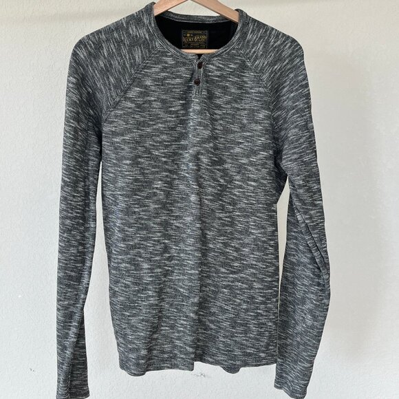 Lucky Brand Henley Grey Cotton Lined Shirt Medium - Picture 2 of 6